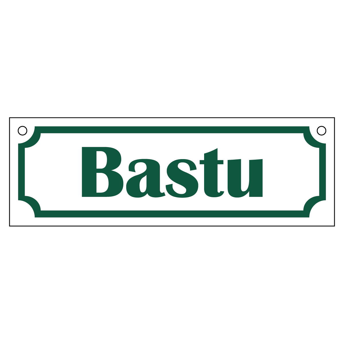 Bastu - Skylt - 150x50mm - Vit - Grön