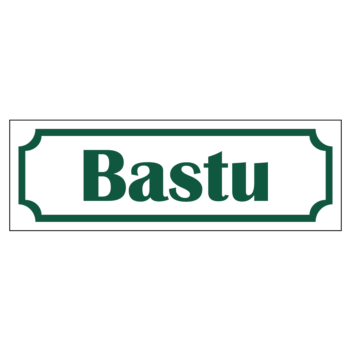 Bastu - Skylt - 150x50mm - Vit - Grön