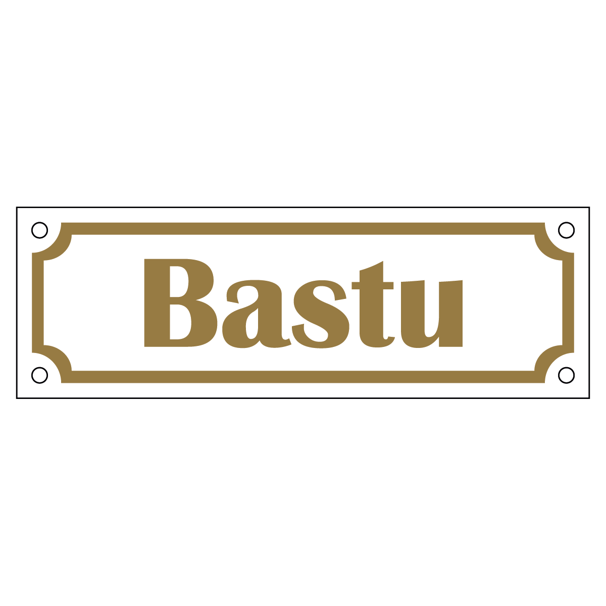 Bastu - Skylt - 150x50mm - Vit - Guld