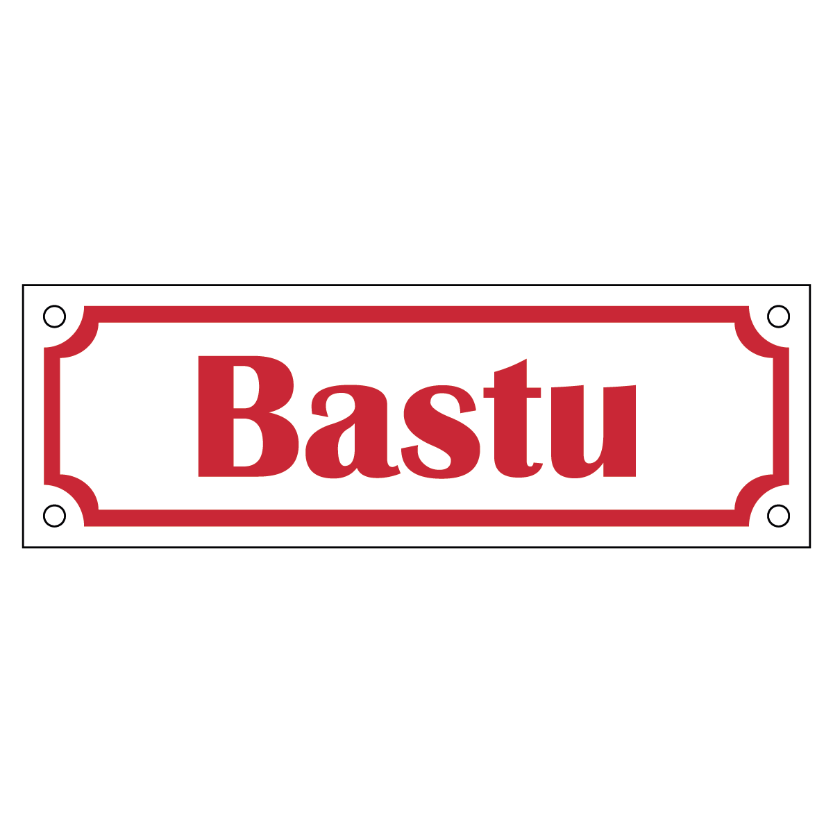 Bastu - Skylt - 150x50mm - Vit - Röd