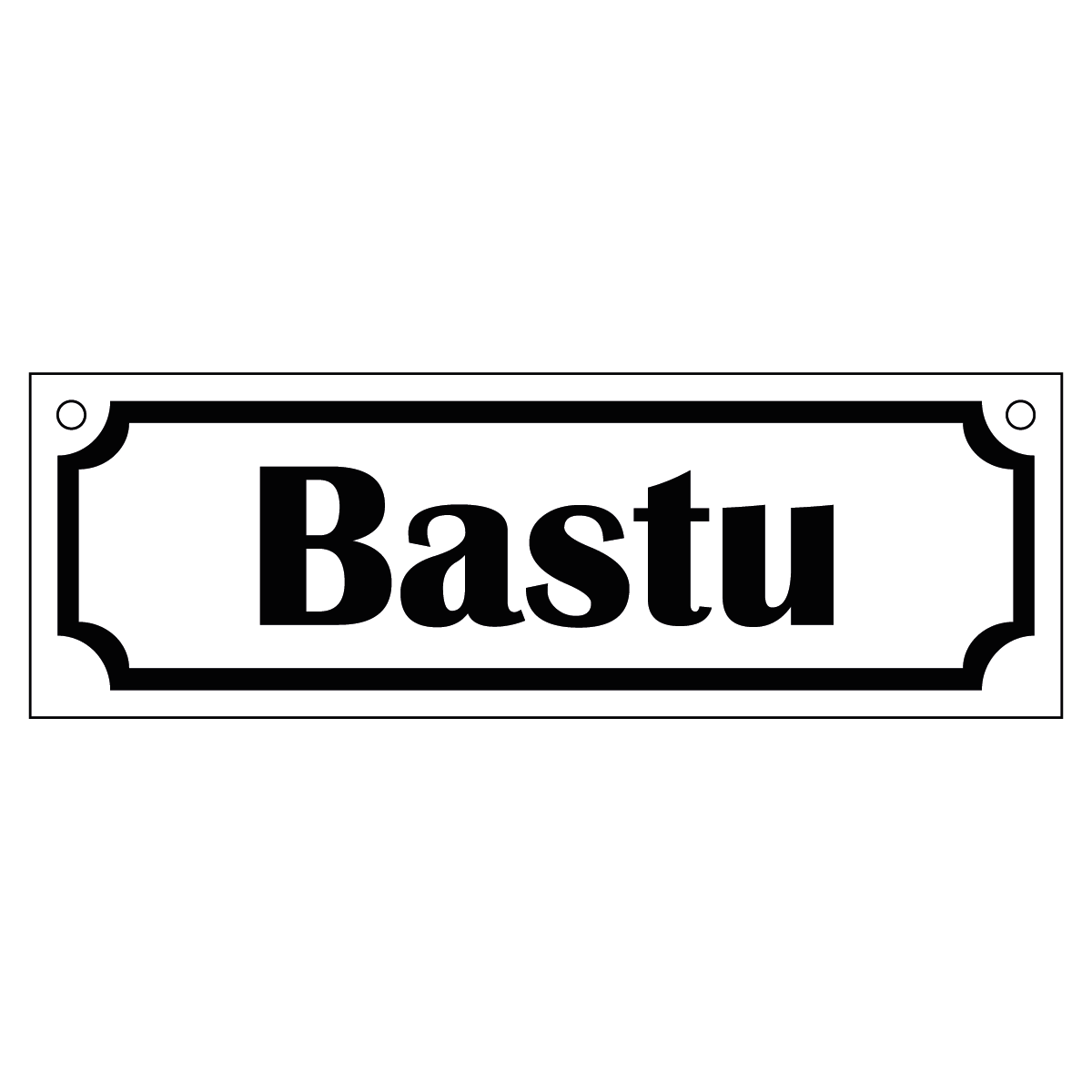 Bastu - Skylt - 150x50mm - Vit - Svart