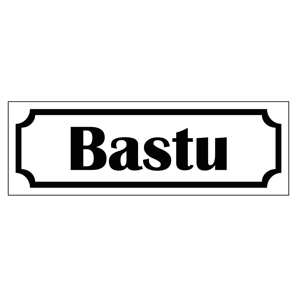 Bastu - Skylt - 150x50mm - Vit - Svart