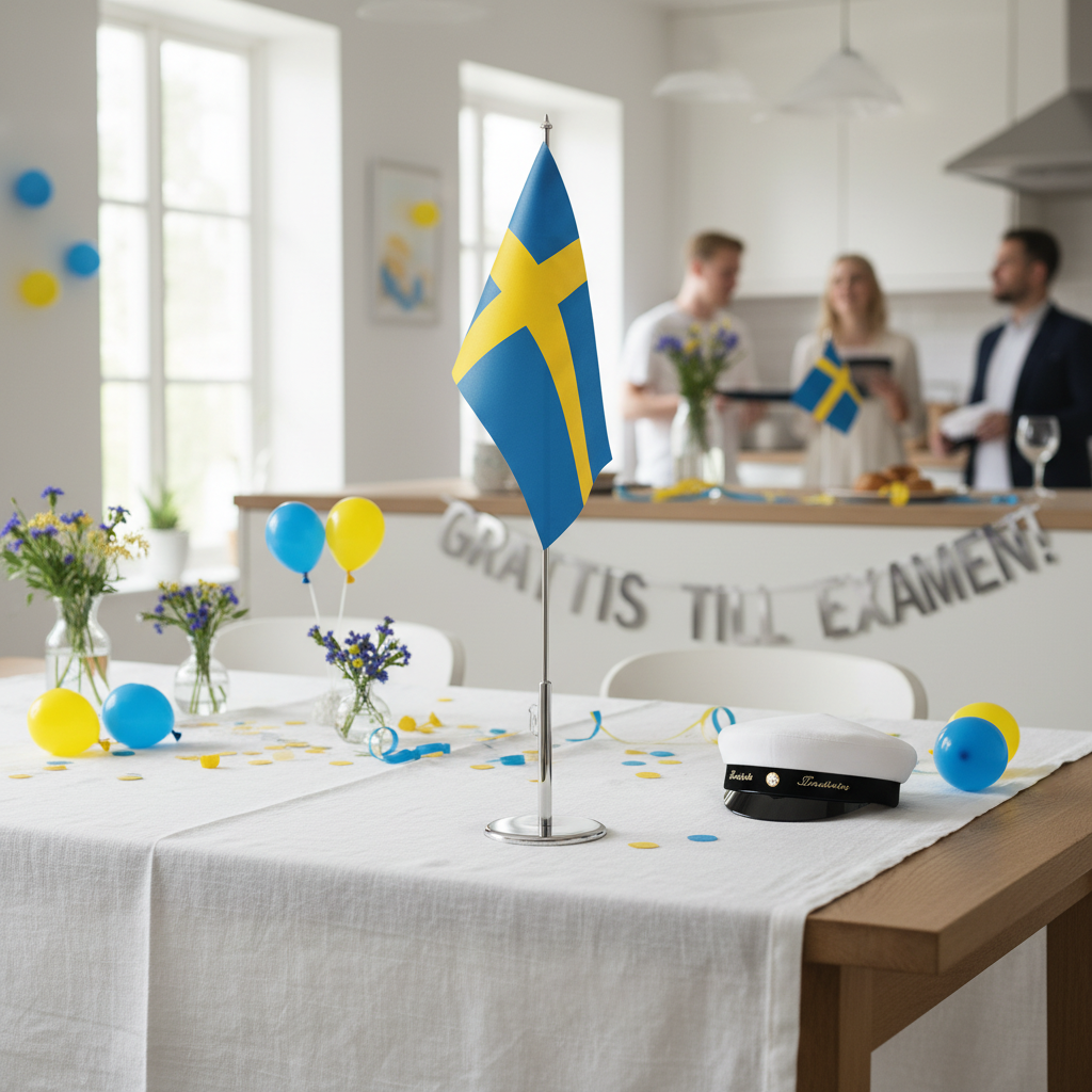 Bordsflagga - Sverige - Perfekta tillbehöret till studenten - Fira examen i stil - Överraska någon på födelsedagen