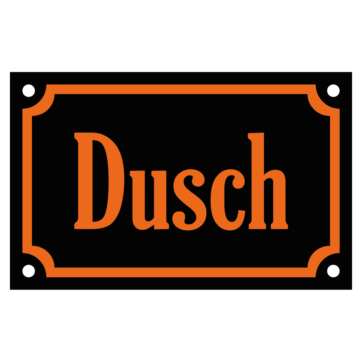 Dusch - Skylt - 110x70mm - Svart - Orange