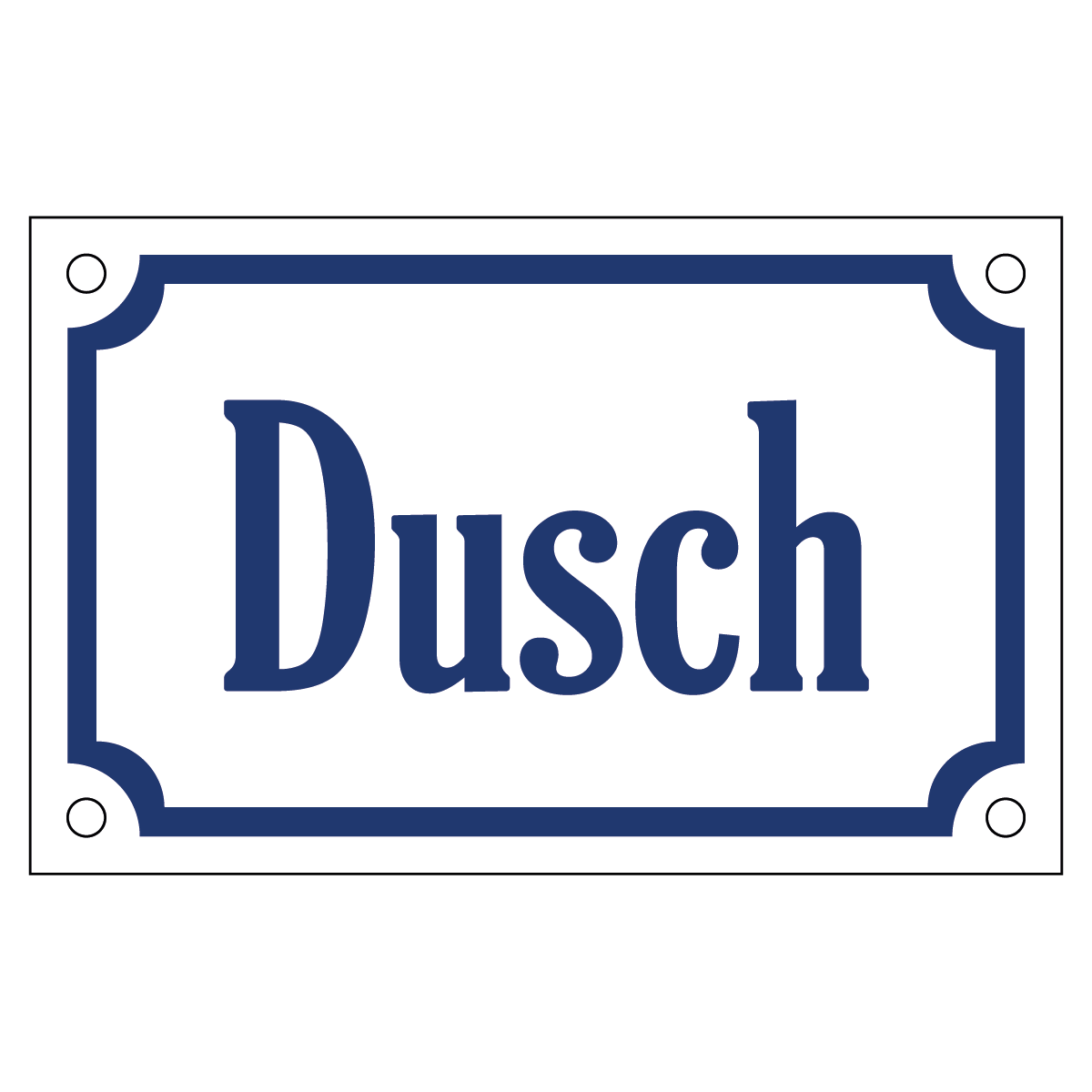 Dusch - Skylt - 110x70mm - Vit - Blå