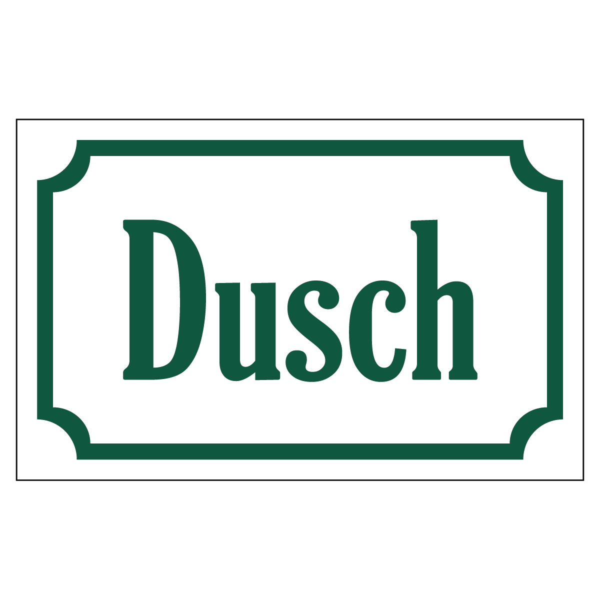 Dusch - Skylt - 110x70mm - Vit - Grön