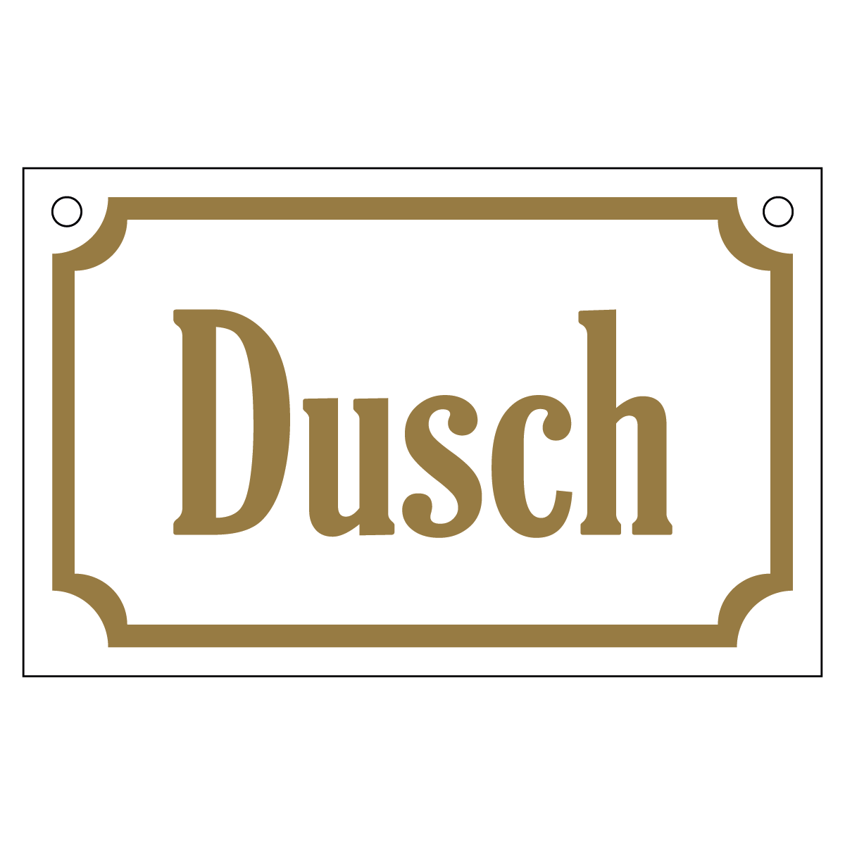 Dusch - Skylt - 110x70mm - Vit - Guld