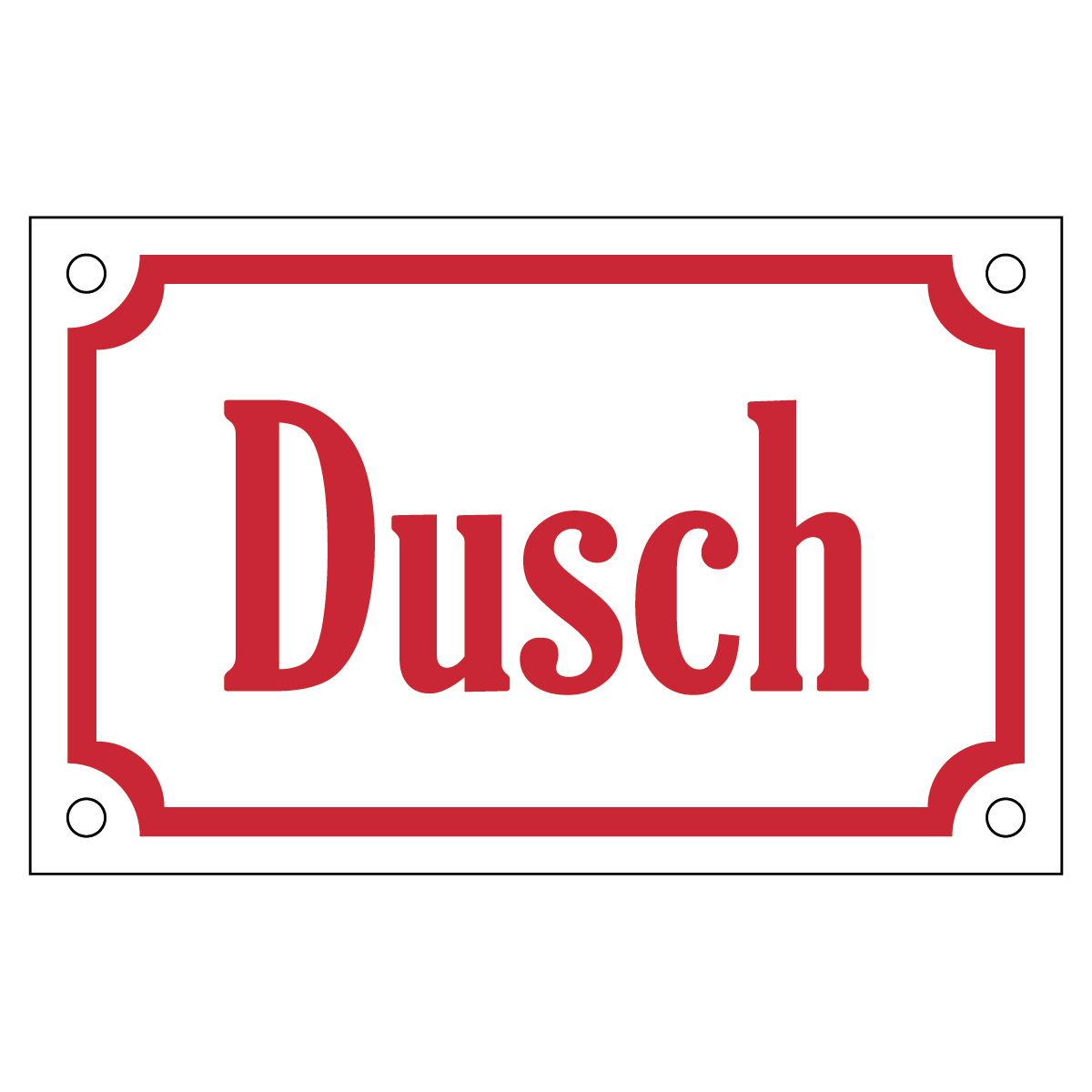 Dusch - Skylt - 110x70mm - Vit - Röd