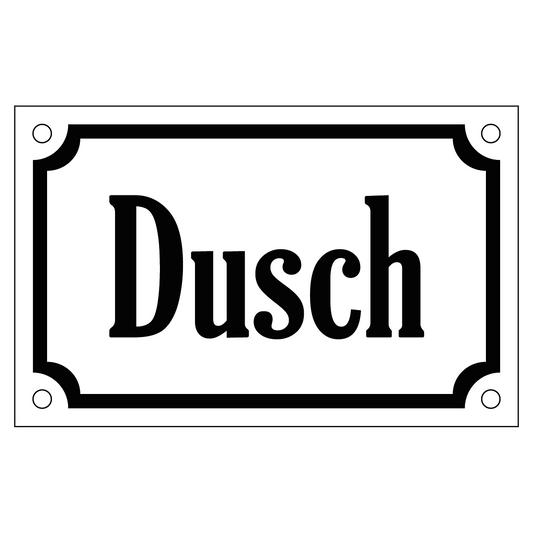 Dusch - Skylt - 110x70mm - Vit - Svart