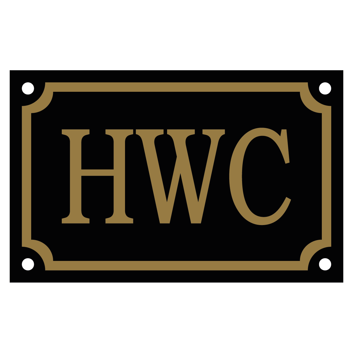 HWC - Skylt - 110x70mm - Svart - Guld