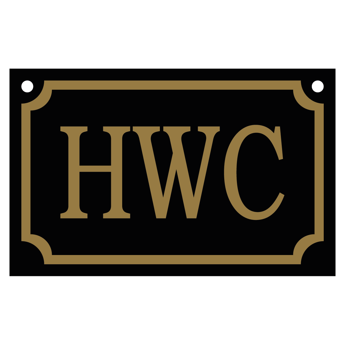 HWC - Skylt - 110x70mm - Svart - Guld