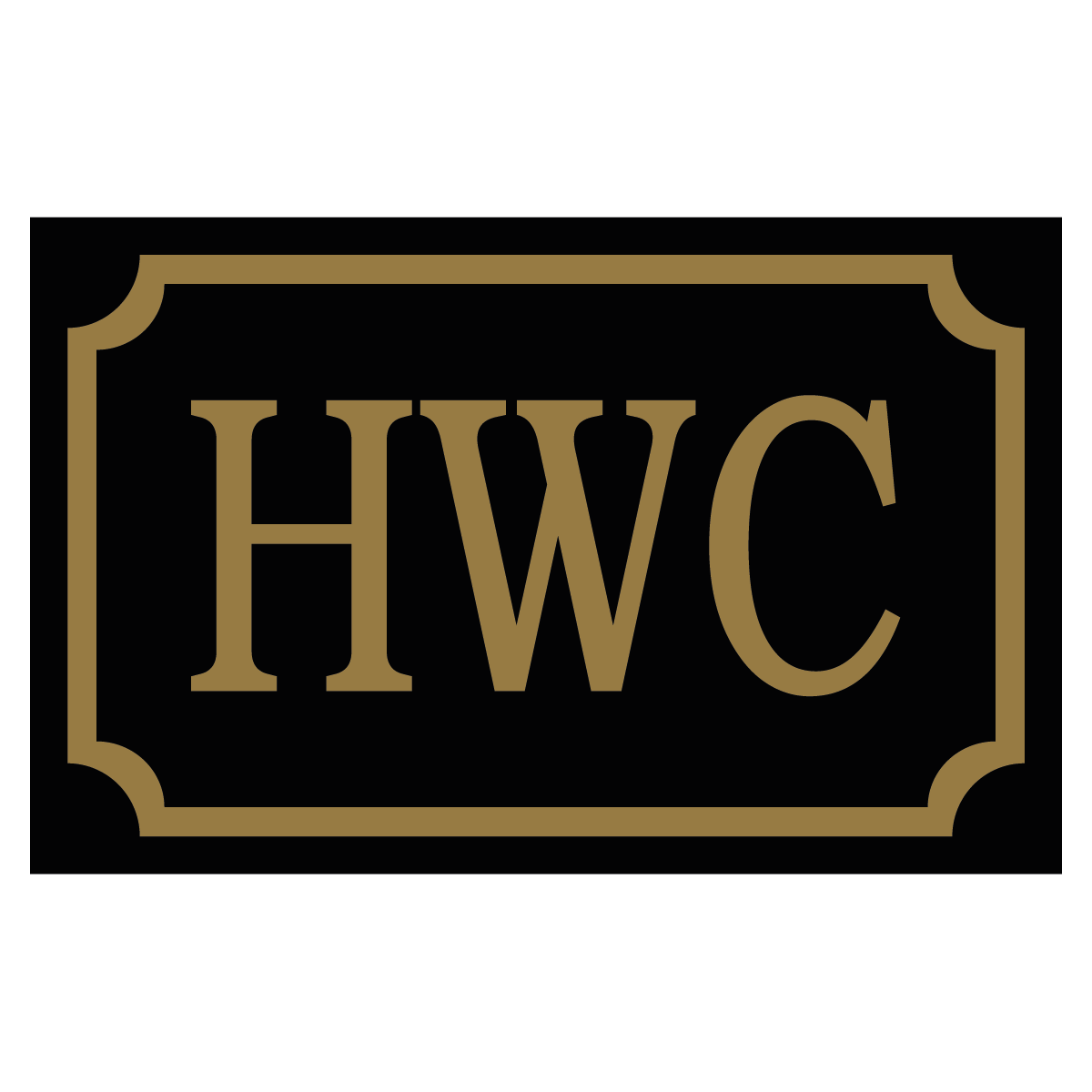 HWC - Skylt - 110x70mm - Svart - Guld