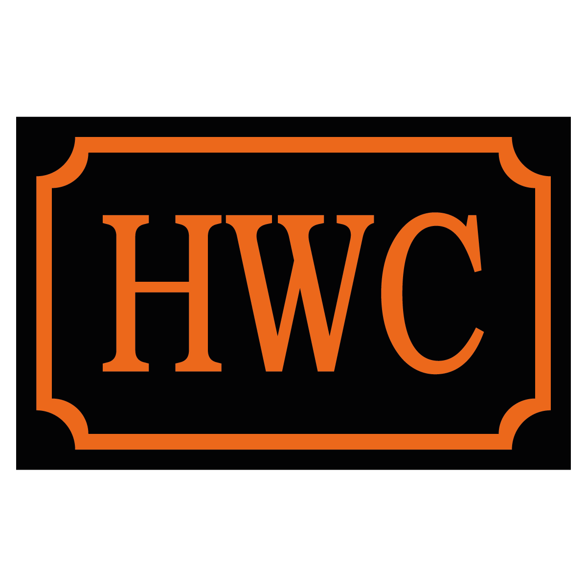 HWC - Skylt - 110x70mm - Svart - Orange