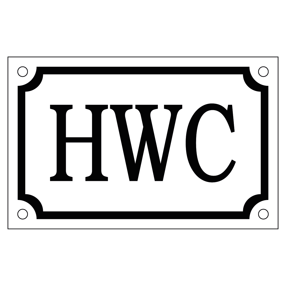 HWC - Skylt - 110x70mm - Vit - Svart