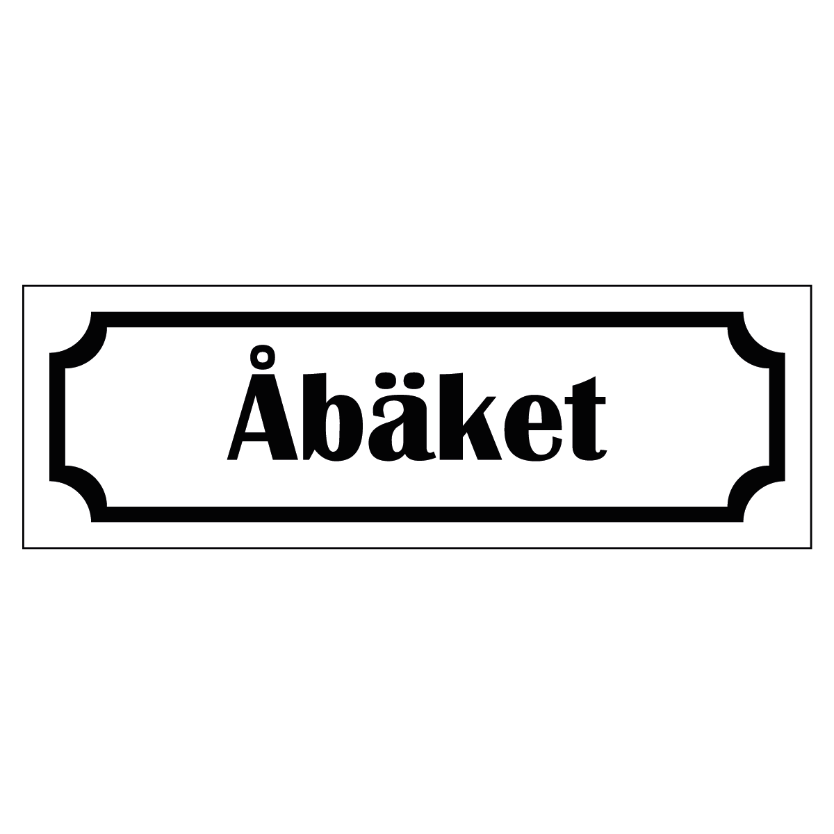 Märkskylt "Åbäket" - Vit/Svart