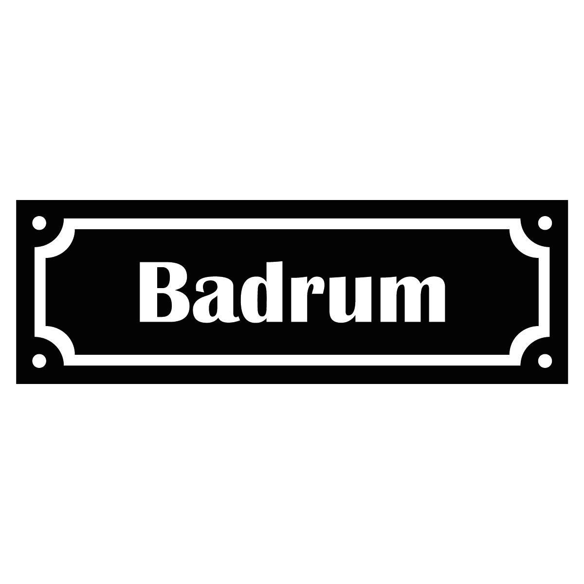 Märkskylt "Badrum" - Svart/Vit