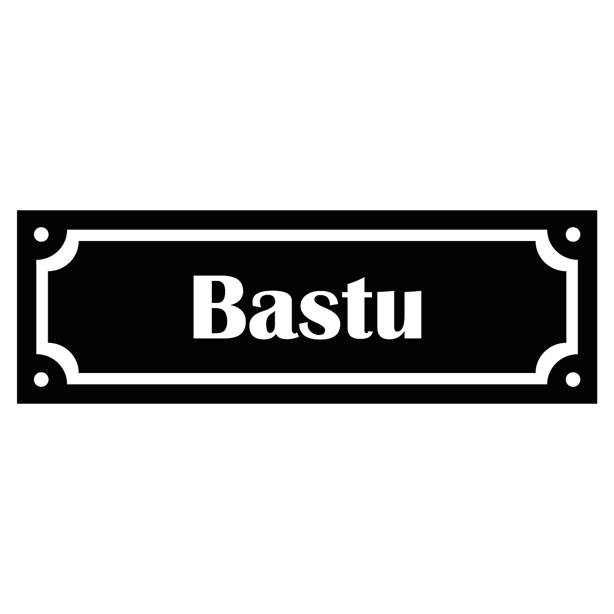 Märkskylt "Bastu" - Svart/Vit