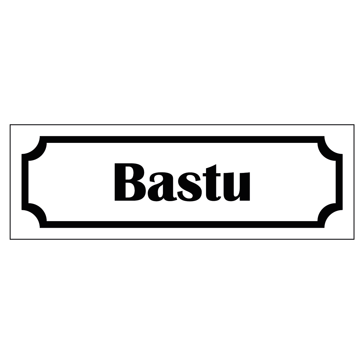 Märkskylt "Bastu" - Vit/Svart