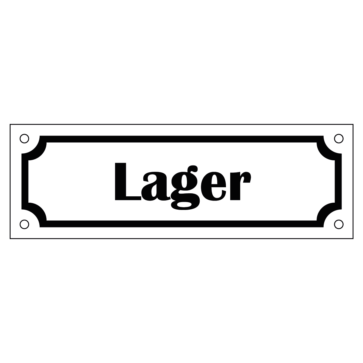 Märkskylt "Lager" - Vit/Svart