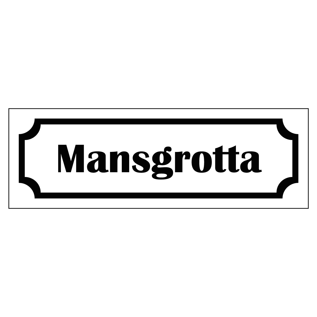 Märkskylt "Mansgrotta" - Vit/Svart