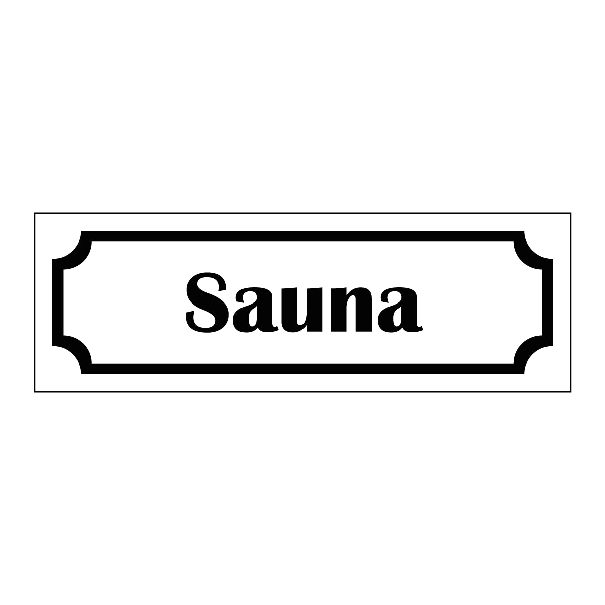Märkskylt "Sauna" i vit färg