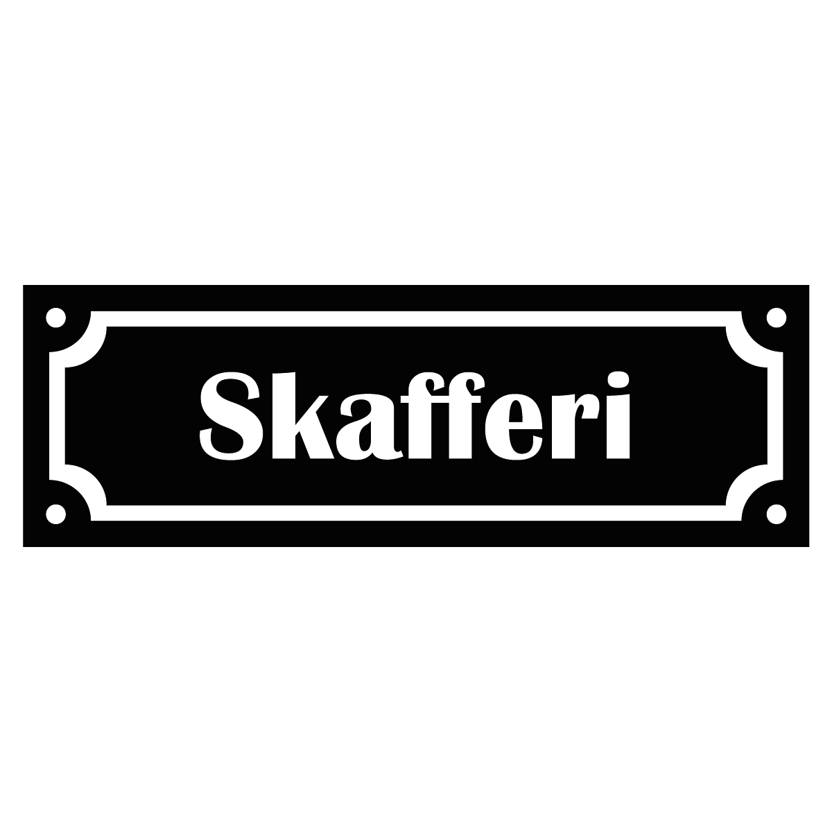 Märkskylt "Skafferi" - Svart/Vit