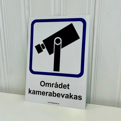 Området kamerabevakas - Kameraövervakningsskylt - BilligaSkyltar.se