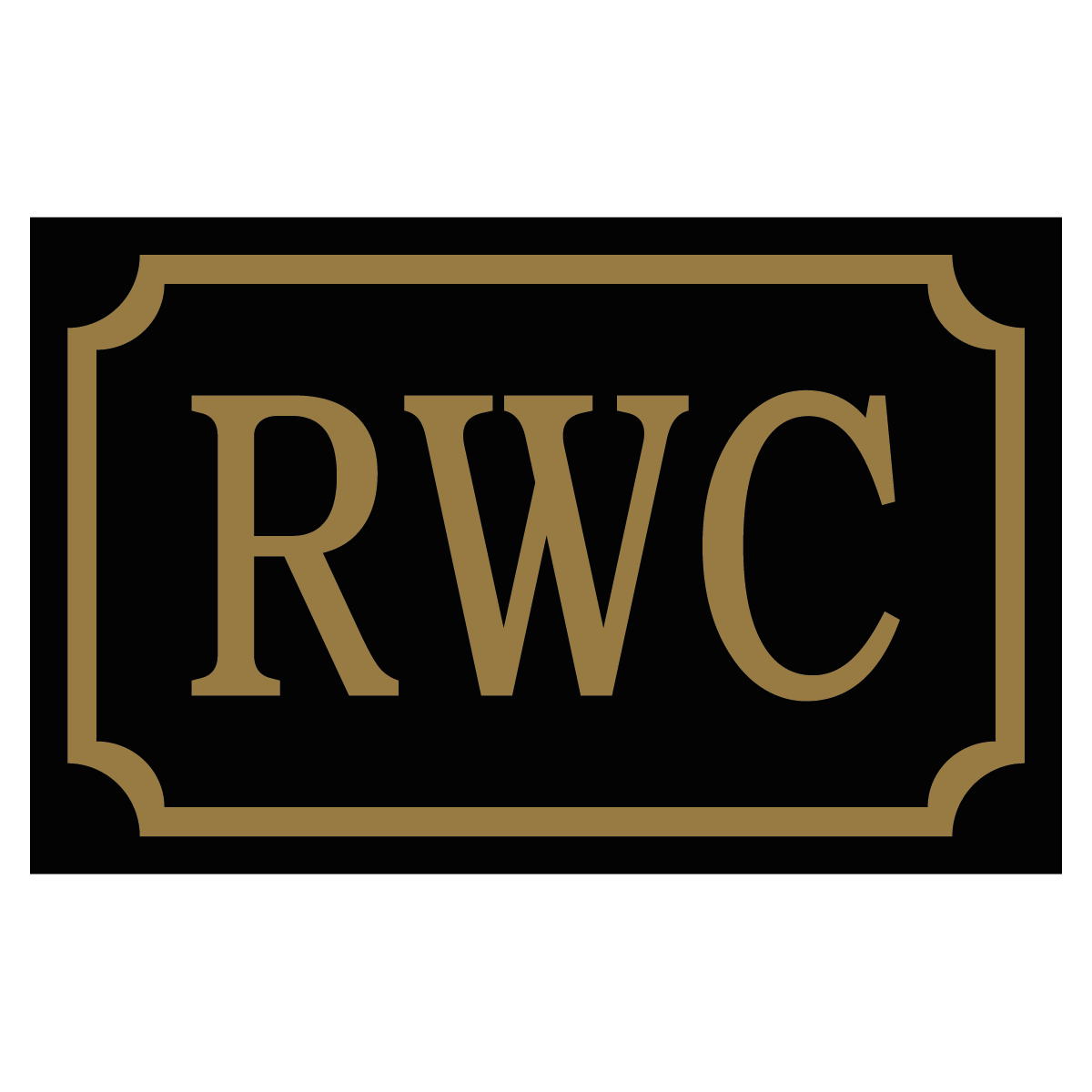 RWC - Skylt - 110x70mm - Svart - Guld