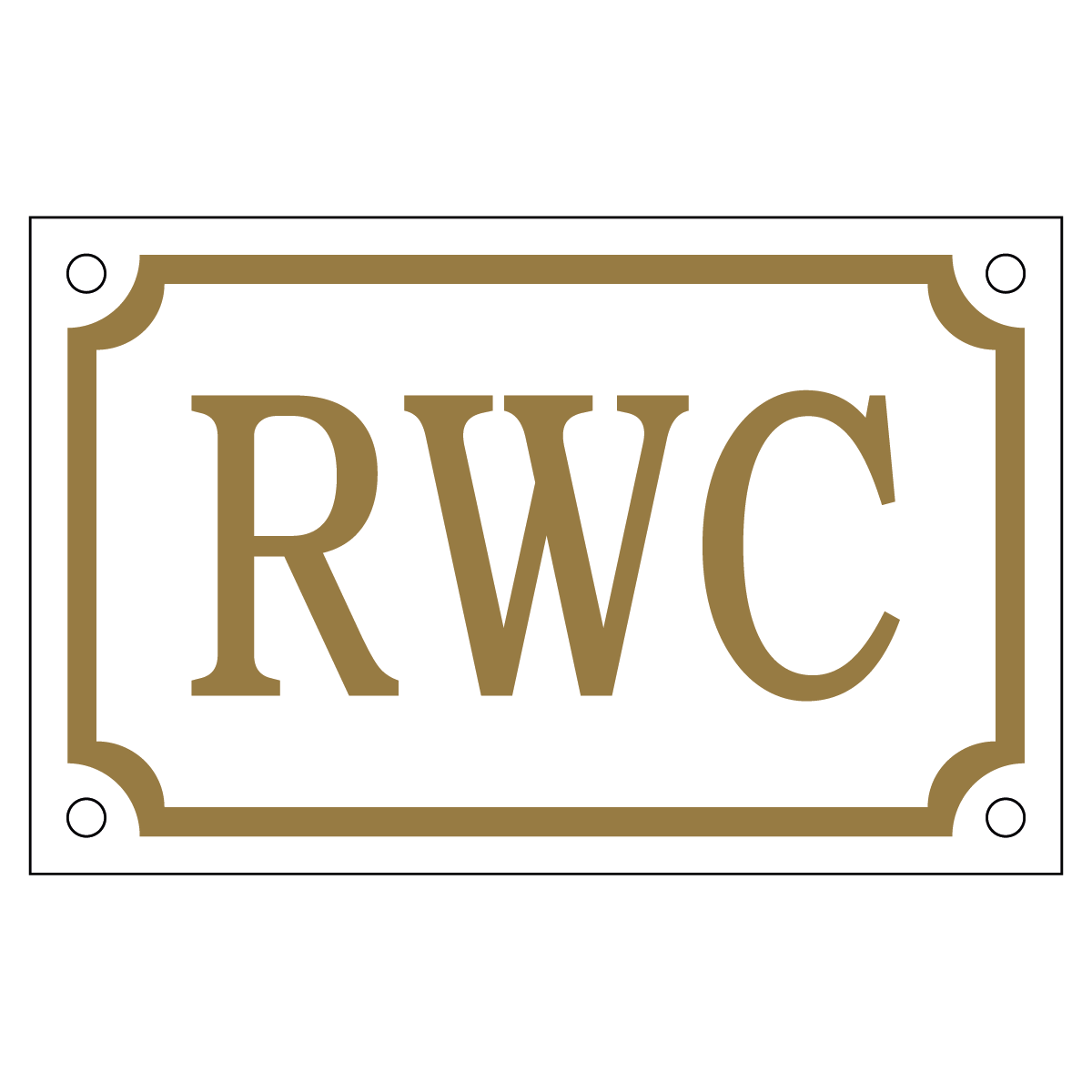 RWC - Skylt - 110x70mm - Vit - Guld