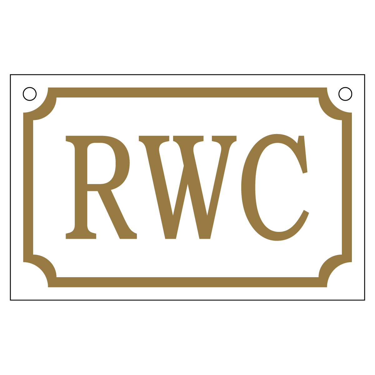 RWC - Skylt - 110x70mm - Vit - Guld