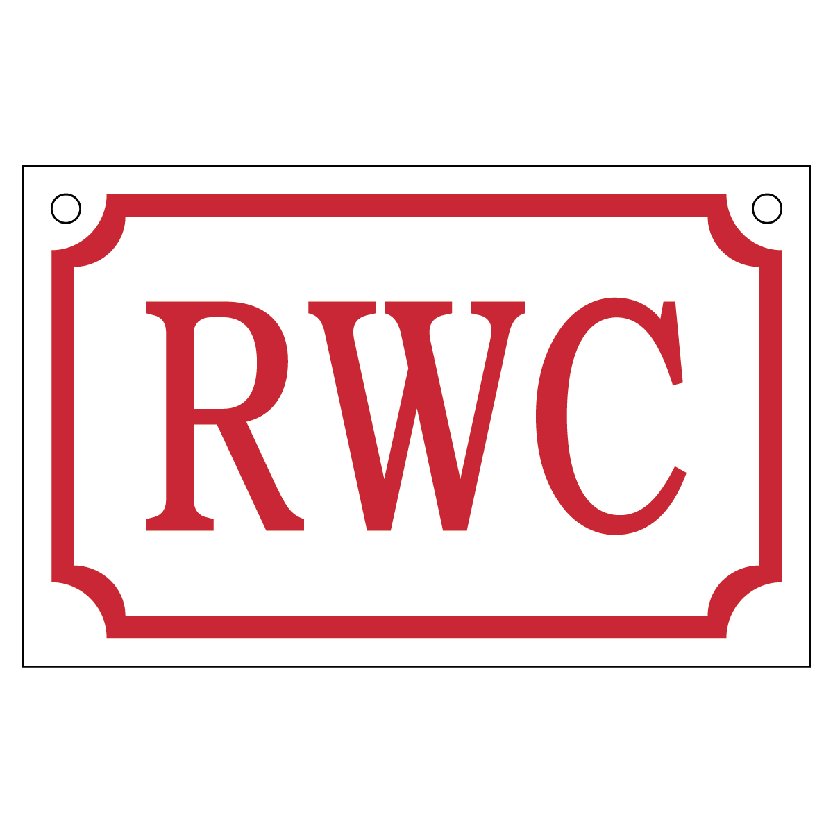 RWC - Skylt - 110x70mm - Vit - Röd