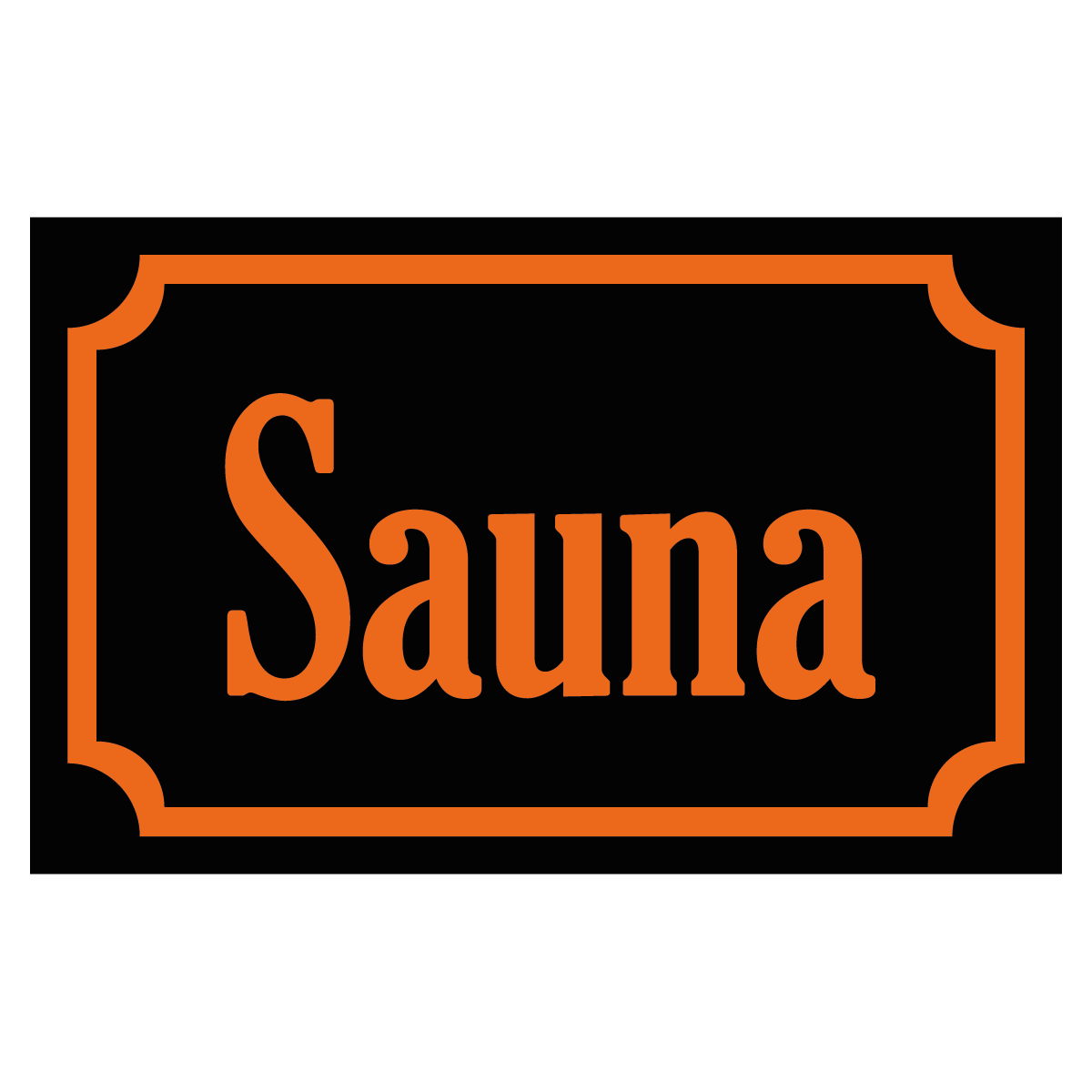 Sauna - Skylt - 110x70mm - Svart - Orange