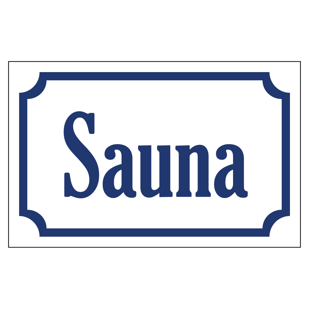 Sauna - Skylt - 110x70mm - Vit - Blå