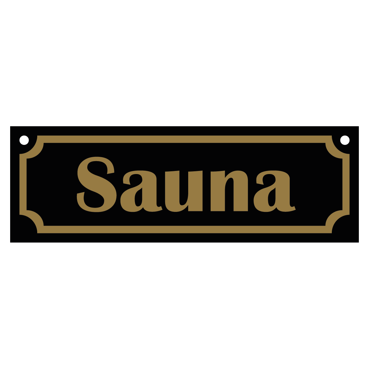 Sauna - Skylt - 150x50mm - Svart - Guld