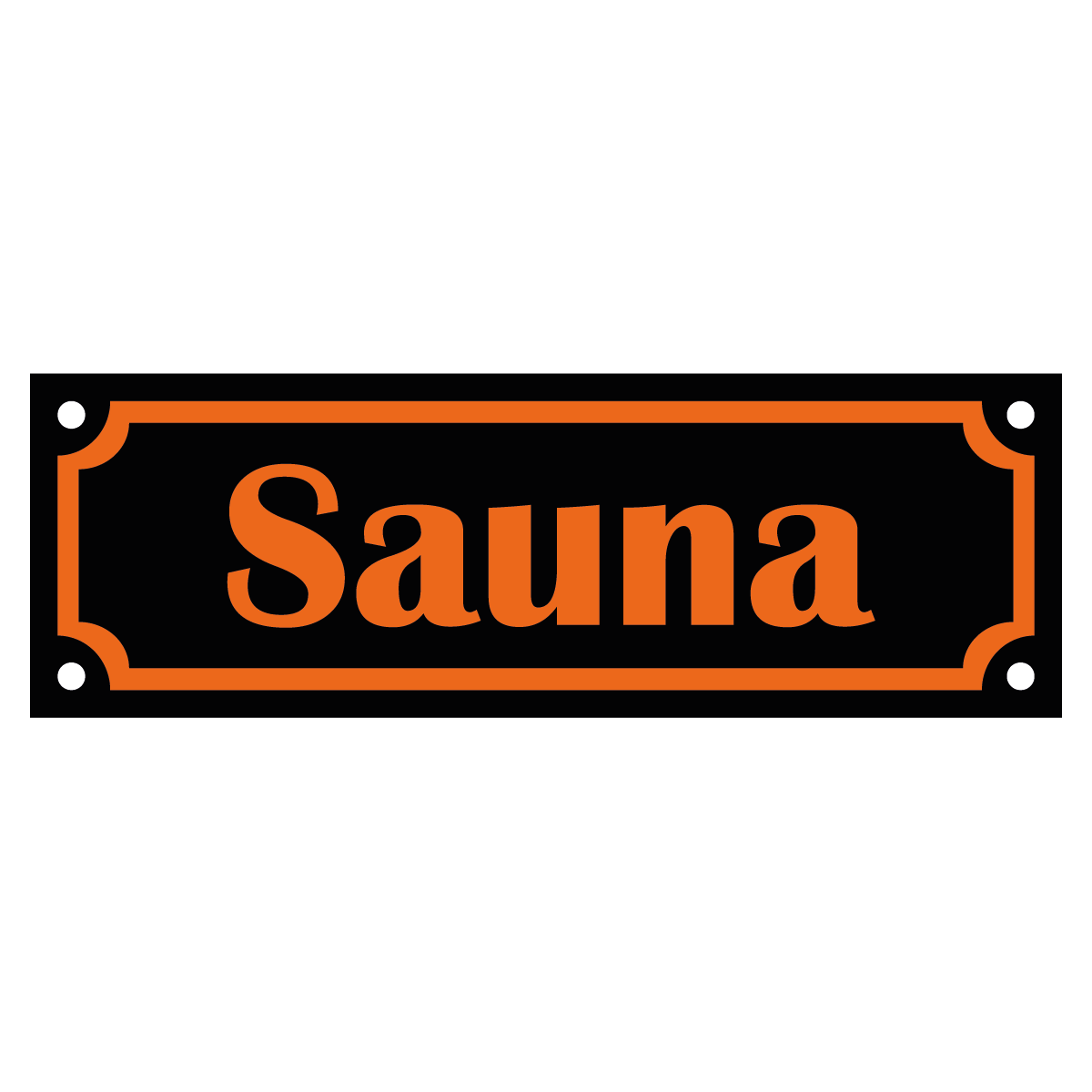Sauna - Skylt - 150x50mm - Svart - Orange
