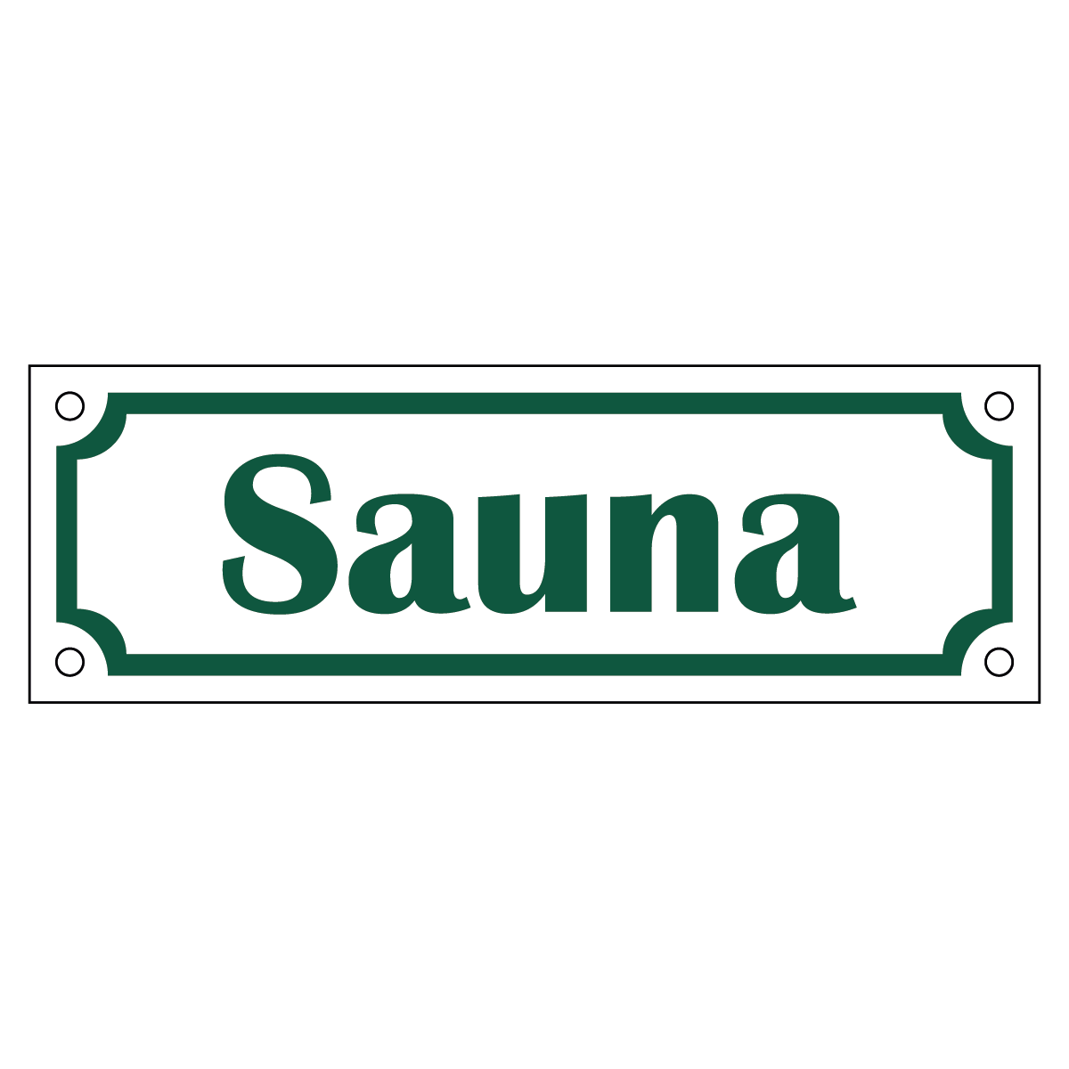 Sauna - Skylt - 150x50mm - Vit - Grön