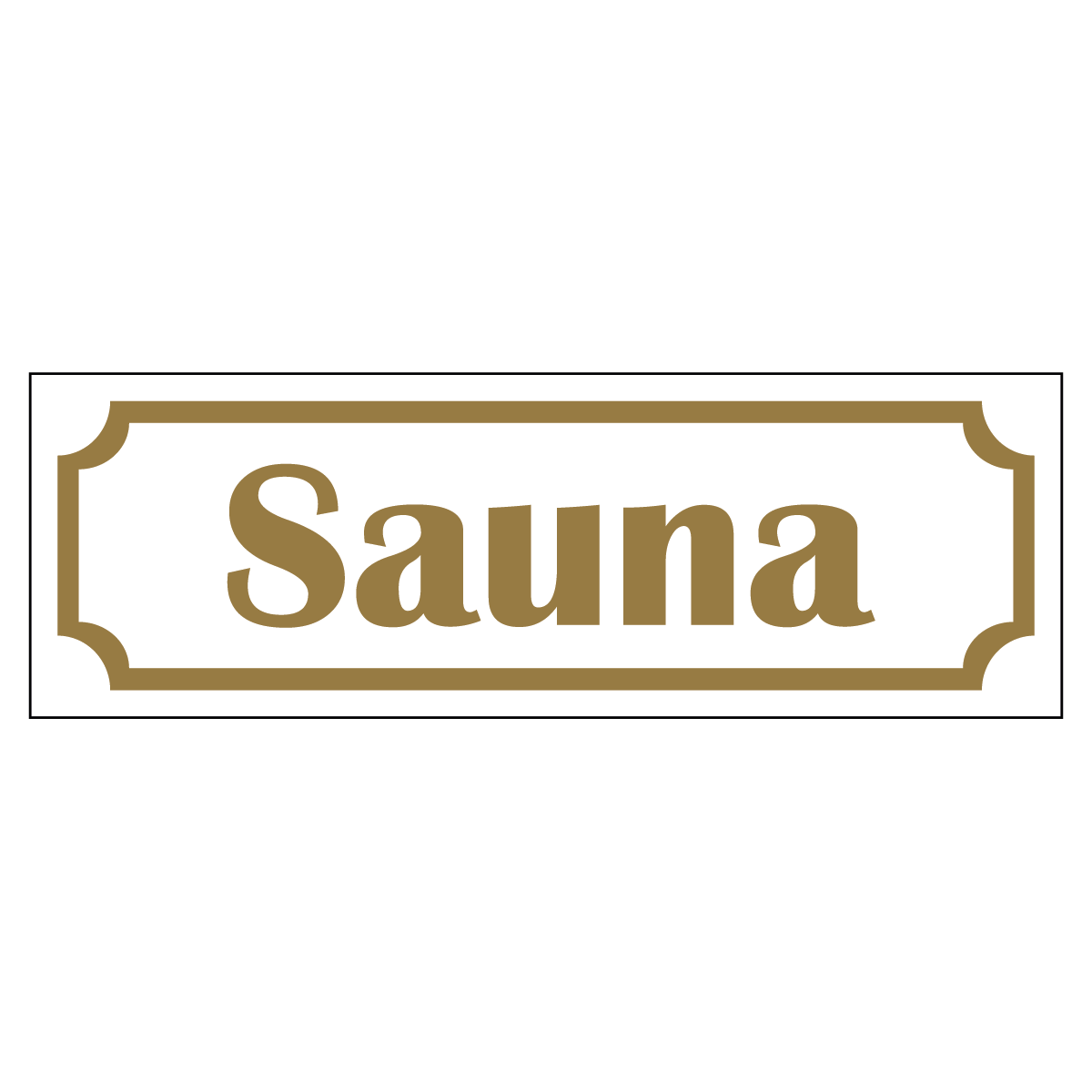 Sauna - Skylt - 150x50mm - Vit - Guld