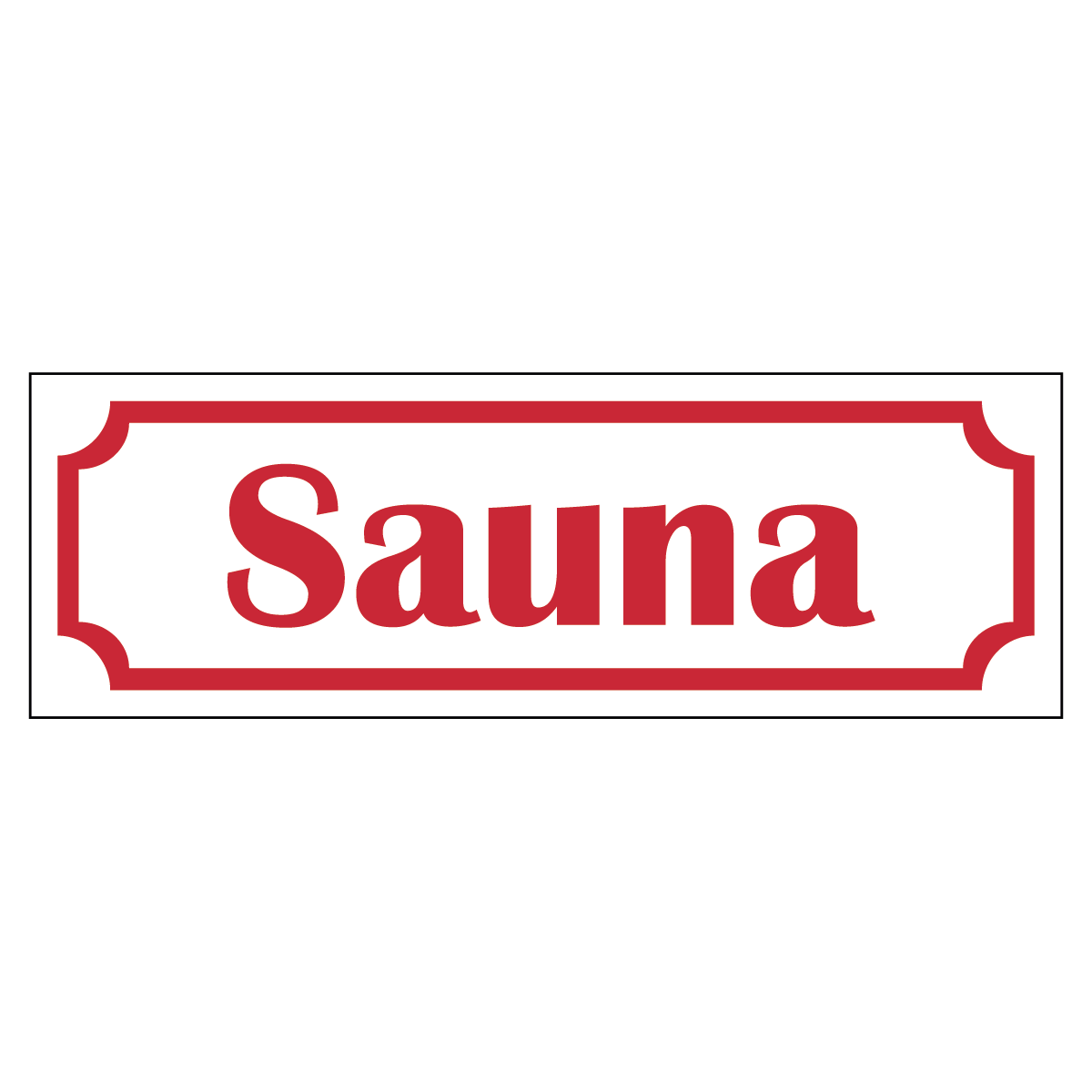 Sauna - Skylt - 150x50mm - Vit - Röd