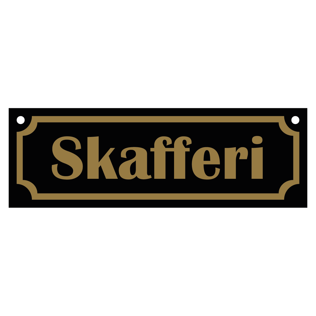 Skafferi - Skylt - 150x50mm - Svart - Guld