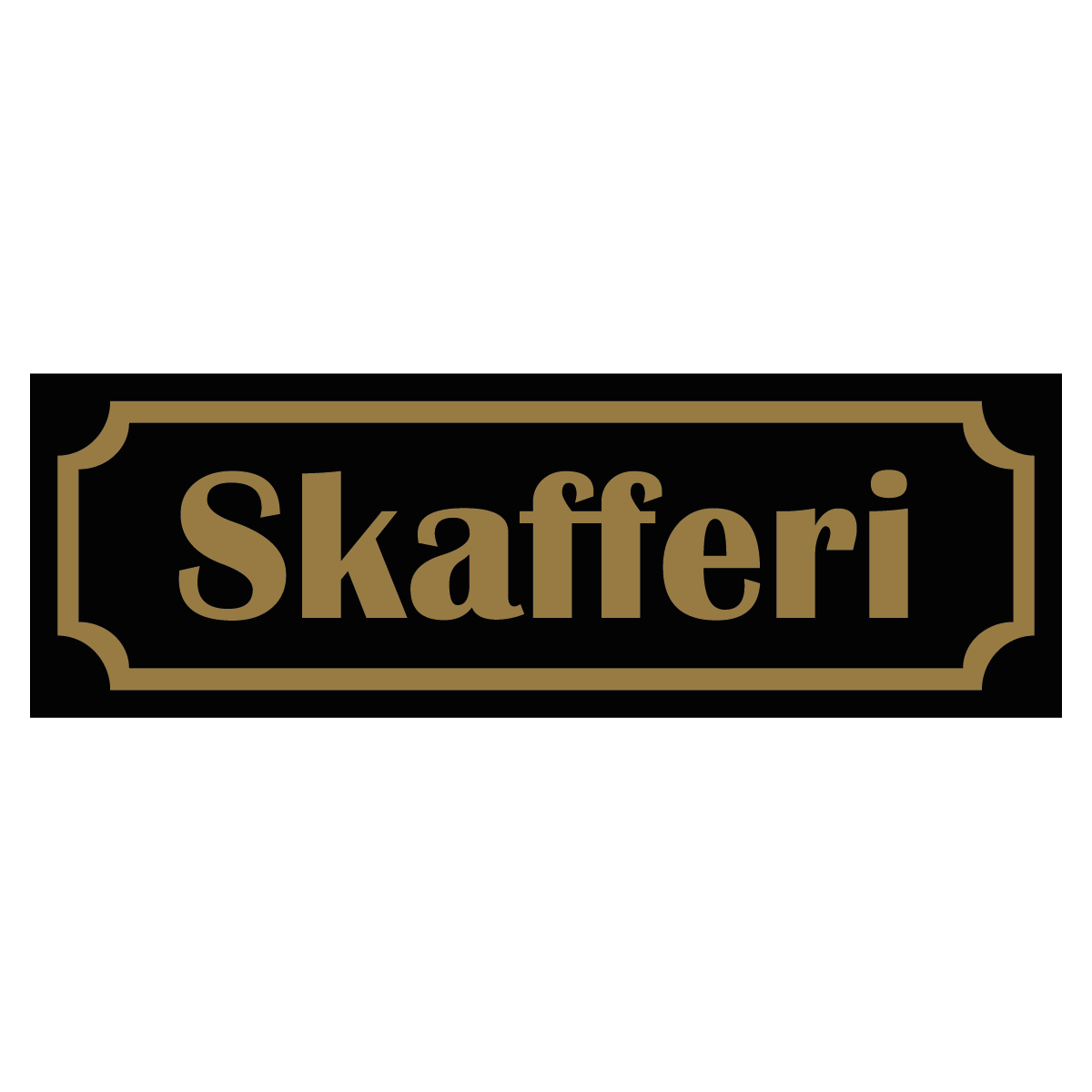 Skafferi - Skylt - 150x50mm - Svart - Guld