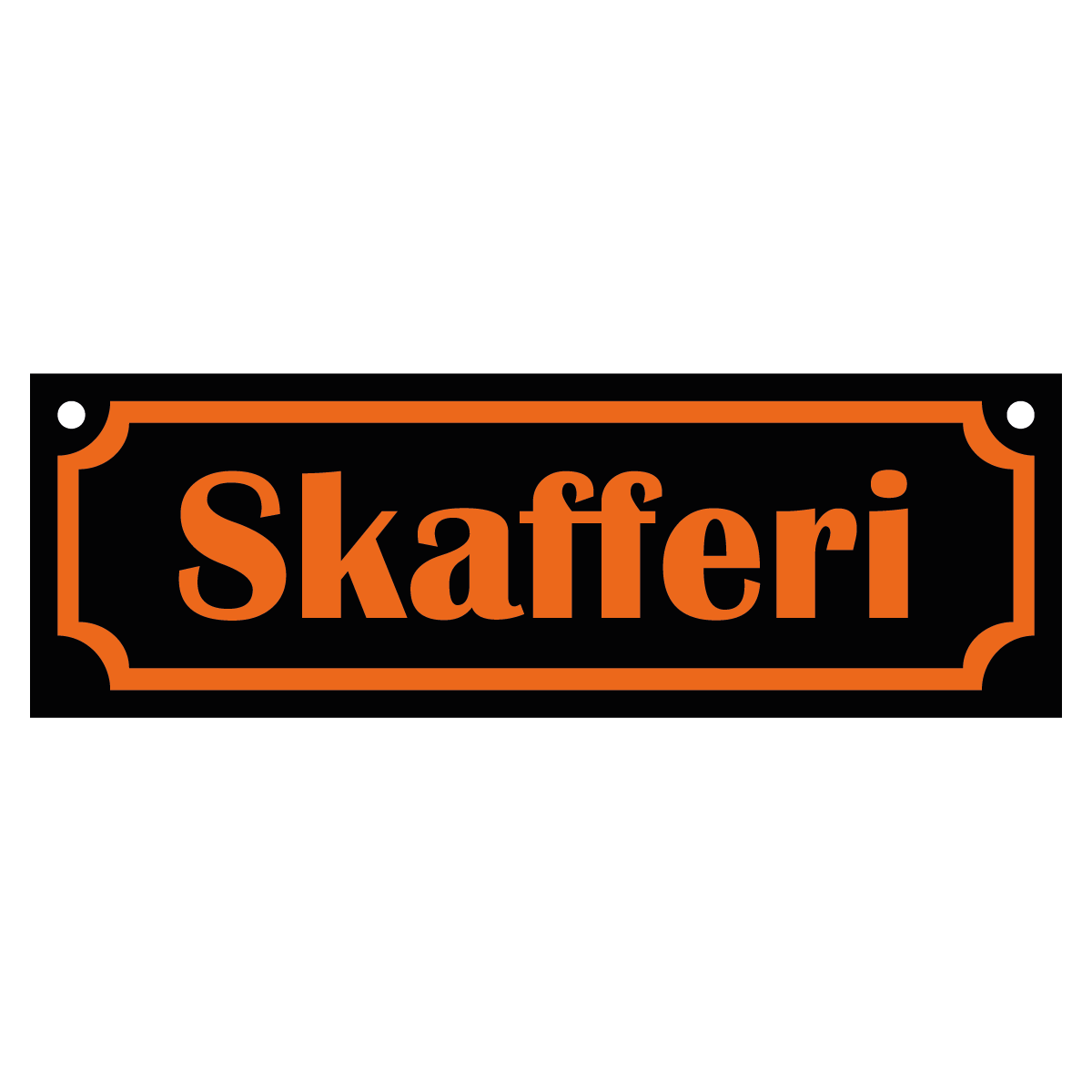 Skafferi - Skylt - 150x50mm - Svart - Orange