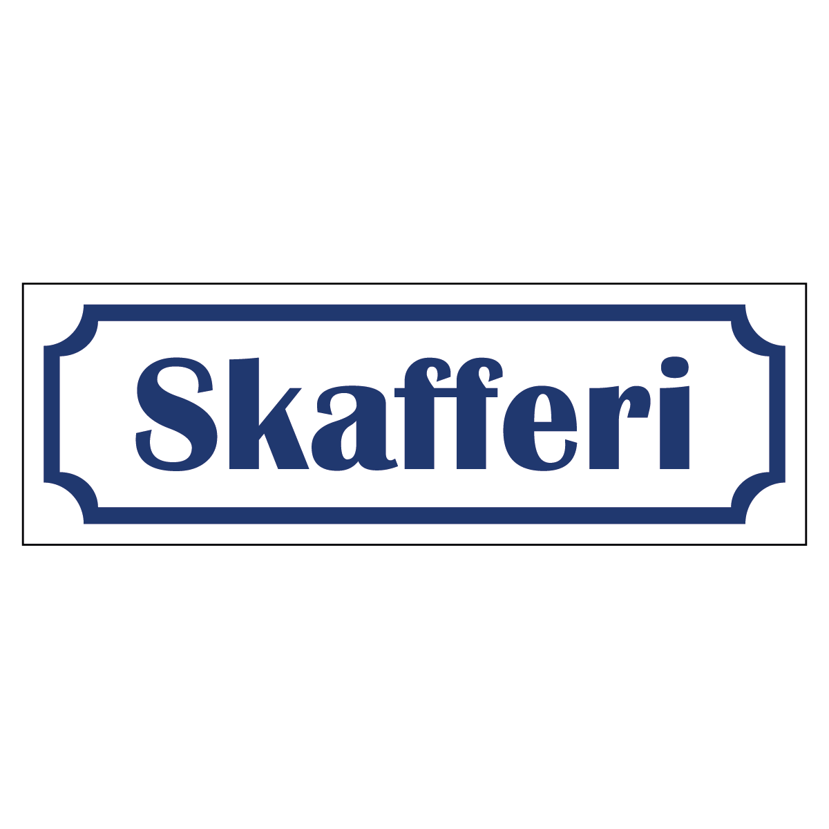 Skafferi - Skylt - 150x50mm - Vit - Blå