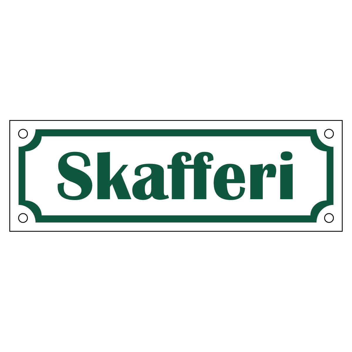 Skafferi - Skylt - 150x50mm - Vit - Grön