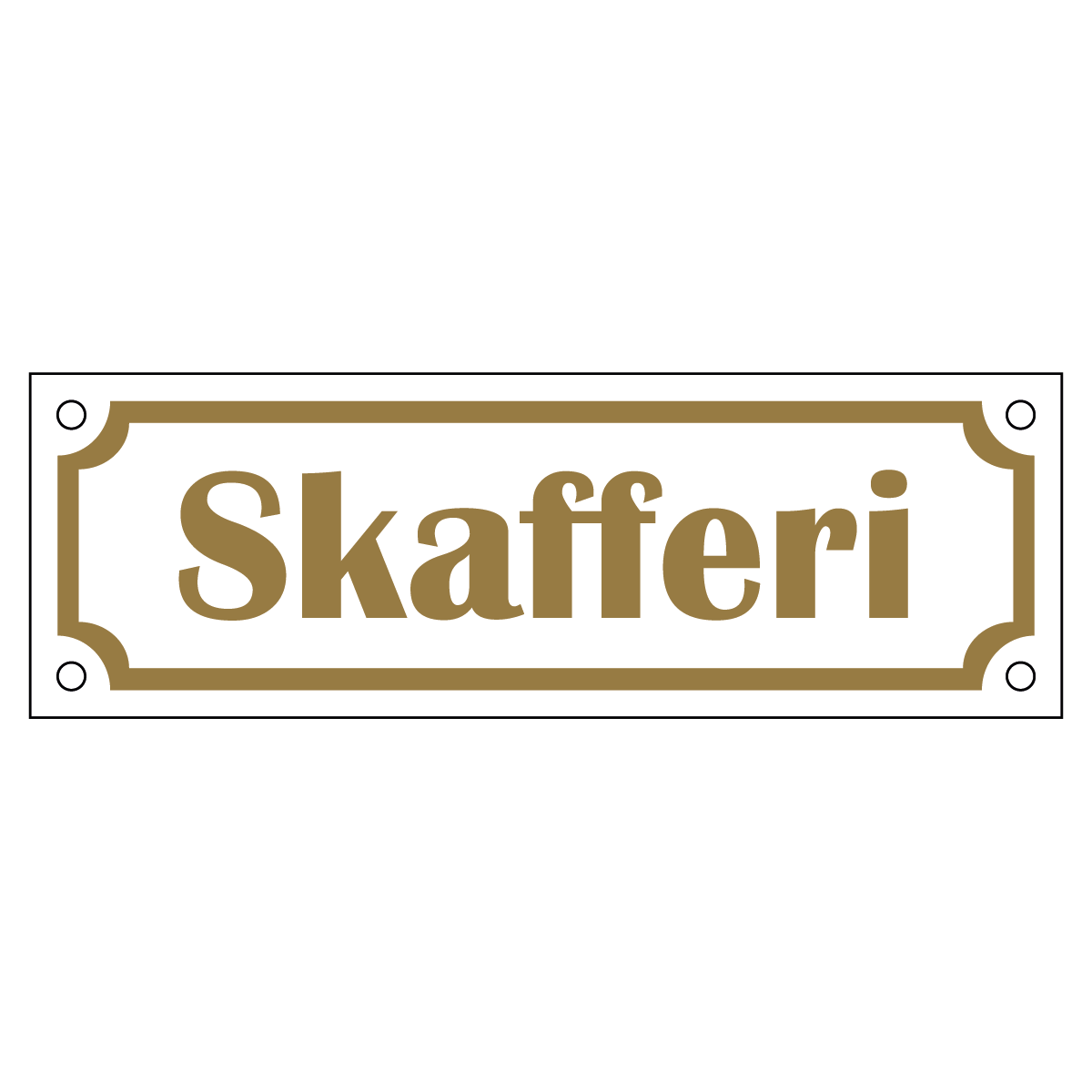 Skafferi - Skylt - 150x50mm - Vit - Guld