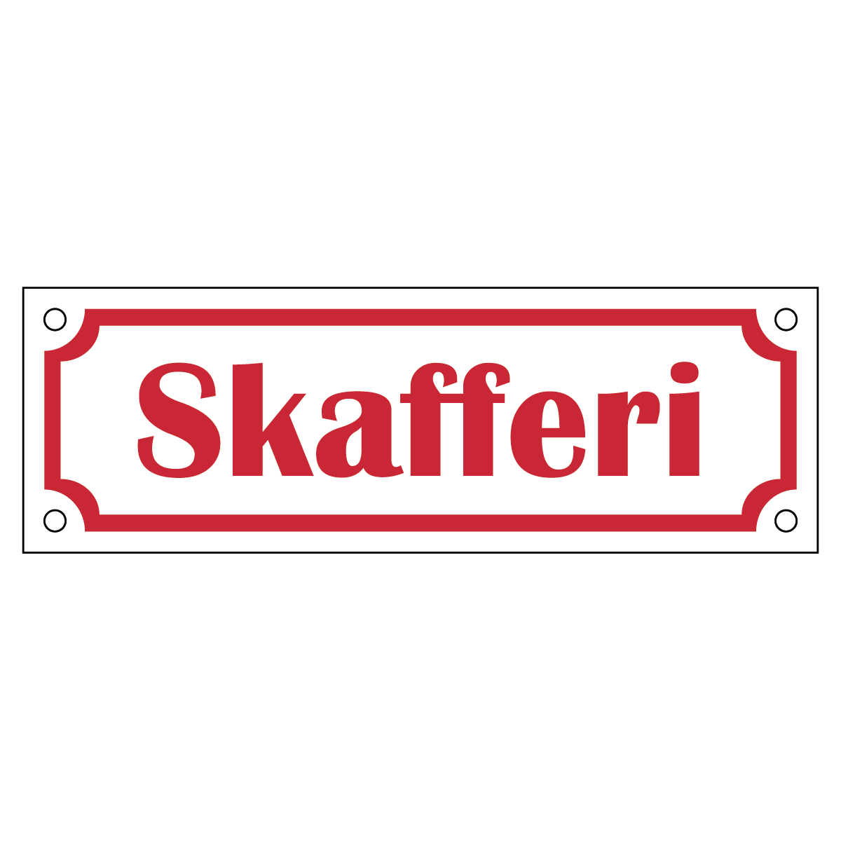 Skafferi - Skylt - 150x50mm - Vit - Röd