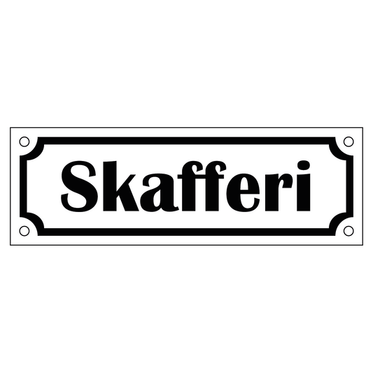 Skafferi - Skylt - 150x50mm - Vit - Svart