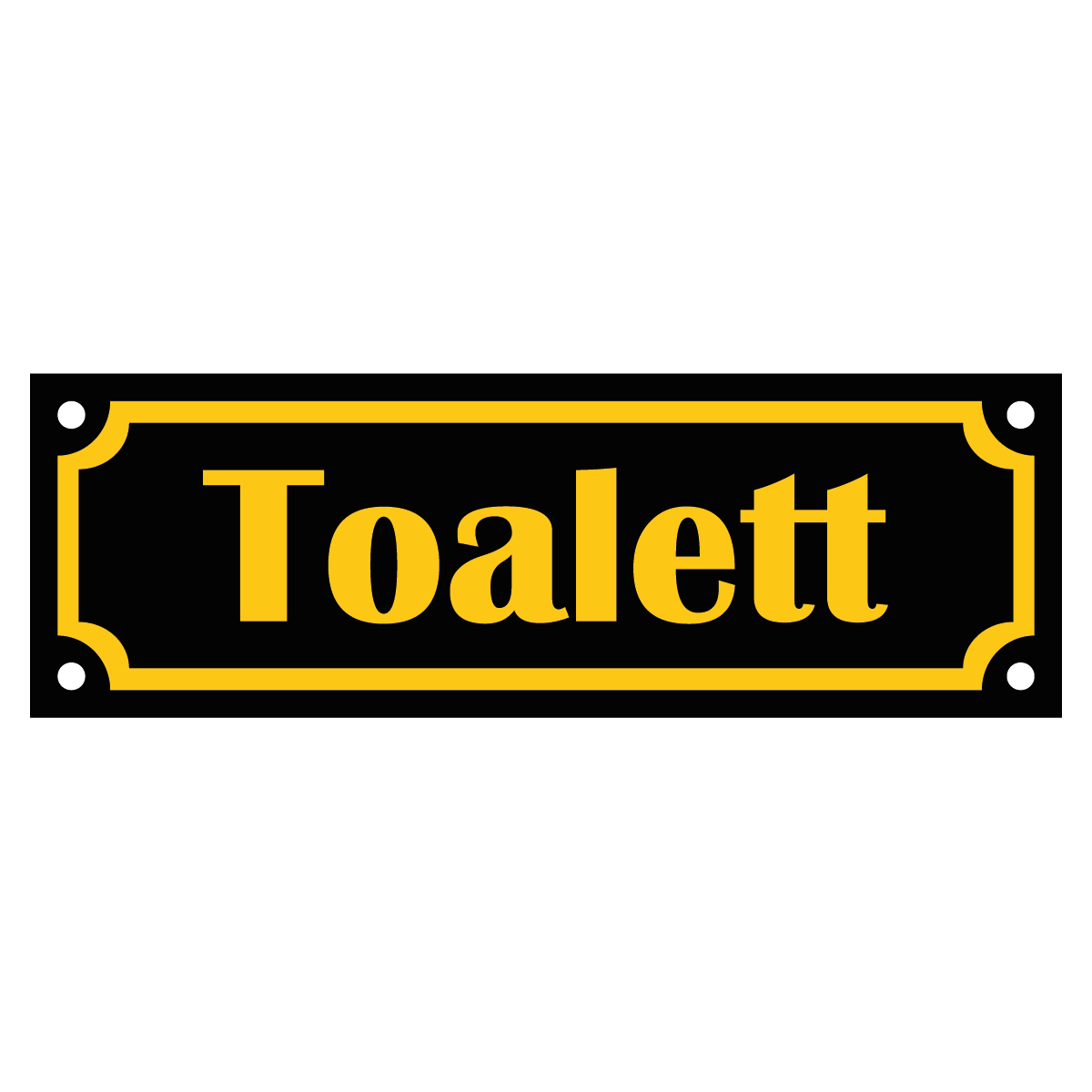 Toalett - Skylt - 150x50mm - Svart - Gul