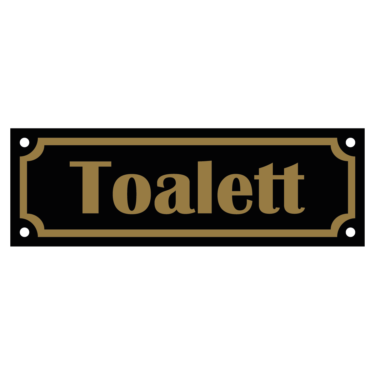 Toalett - Skylt - 150x50mm - Svart - Guld