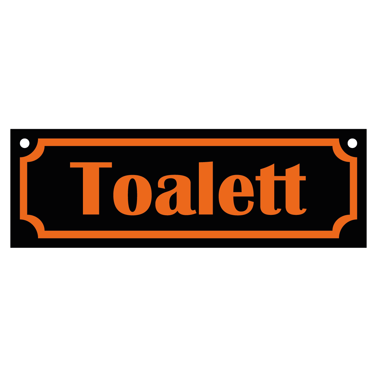 Toalett - Skylt - 150x50mm - Svart - Orange