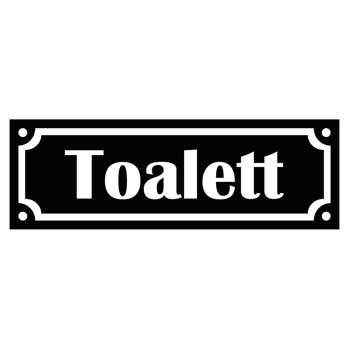 Toalett - Skylt - 150x50mm - Svart - Vit